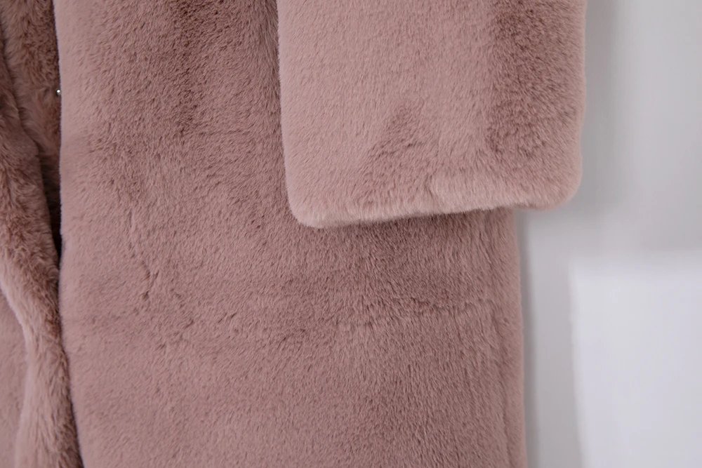 2026 New Women Winter Warm Faux Fur Coat Thick Women Long Coat Turn Down Collar Women Warm Coat With Belt Casaco Feminino