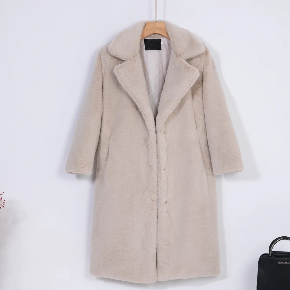2026 New Women Winter Warm Faux Fur Coat Thick Women Long Coat Turn Down Collar Women Warm Coat With Belt Casaco Feminino