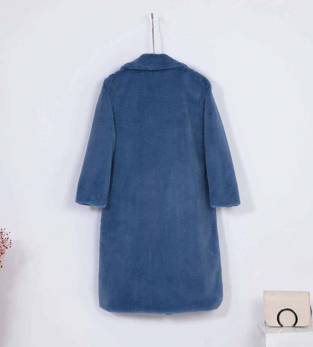 2026 New Women Winter Warm Faux Fur Coat Thick Women Long Coat Turn Down Collar Women Warm Coat With Belt Casaco Feminino