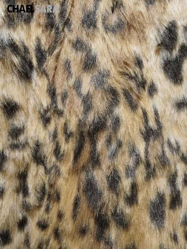2026 Autumn Winter New High Quality Women Fashion Leopard Faux Fur Coat Casual Button Long Sleeves Warm Jacket Outwear Female