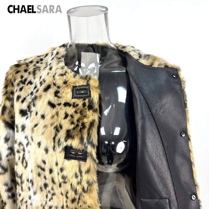 2026 Autumn Winter New High Quality Women Fashion Leopard Faux Fur Coat Casual Button Long Sleeves Warm Jacket Outwear Female