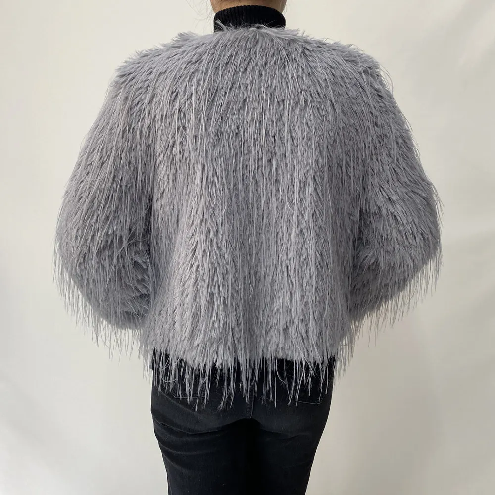 2023 New Springtime Fur Coat Women High Quality Fashion Faux Fur Coat Artificial Raccoon Braid Short Jacket