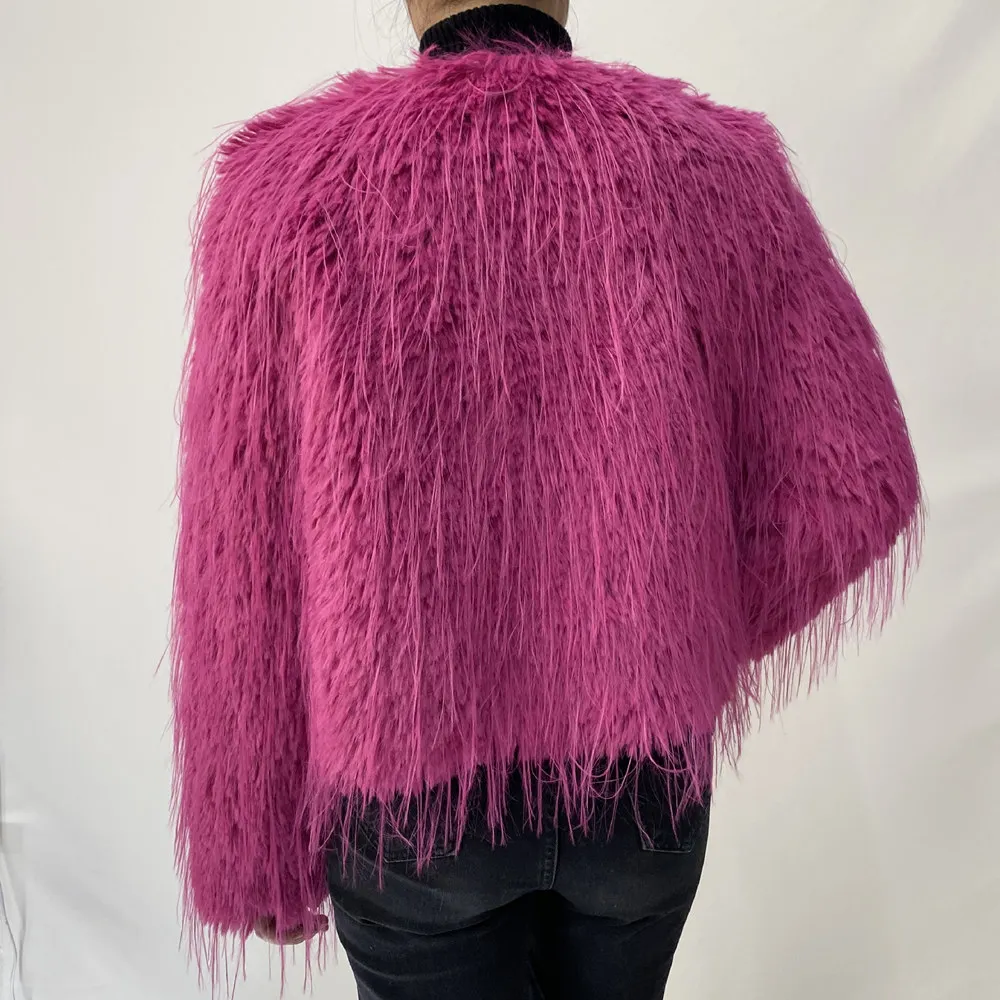 2023 New Springtime Fur Coat Women High Quality Fashion Faux Fur Coat Artificial Raccoon Braid Short Jacket
