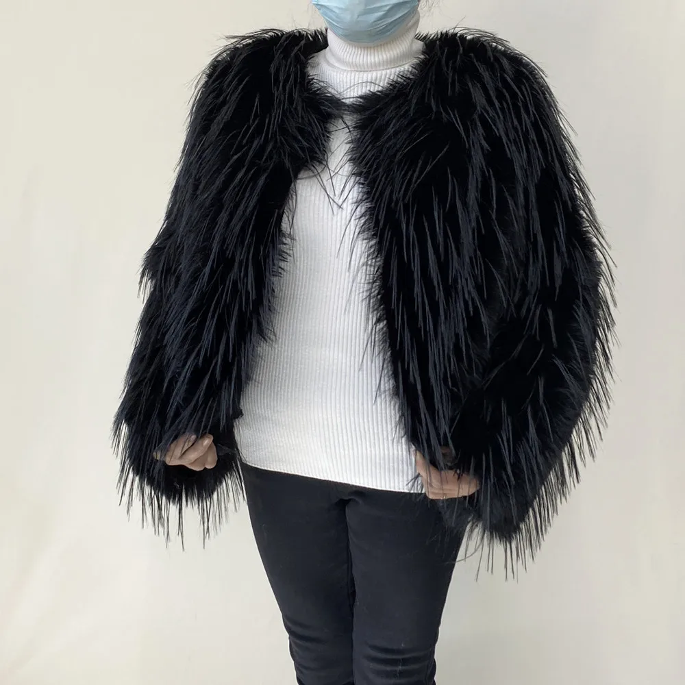 2023 New Springtime Fur Coat Women High Quality Fashion Faux Fur Coat Artificial Raccoon Braid Short Jacket