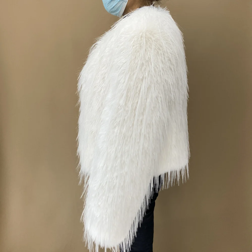 2023 New Springtime Fur Coat Women High Quality Fashion Faux Fur Coat Artificial Raccoon Braid Short Jacket