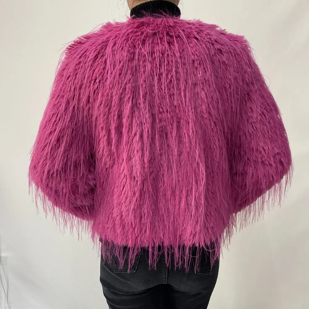 2023 New Springtime Fur Coat Women High Quality Fashion Faux Fur Coat Artificial Raccoon Braid Short Jacket