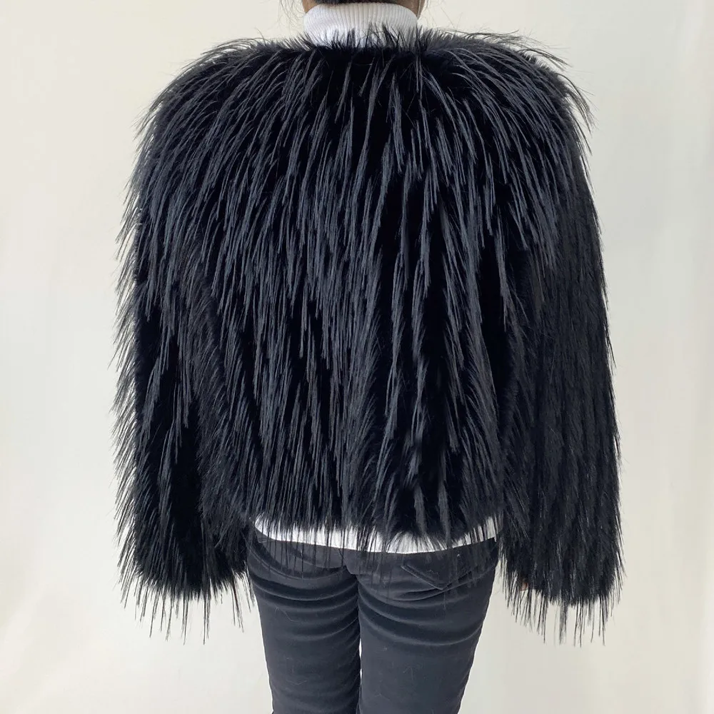 2023 New Springtime Fur Coat Women High Quality Fashion Faux Fur Coat Artificial Raccoon Braid Short Jacket