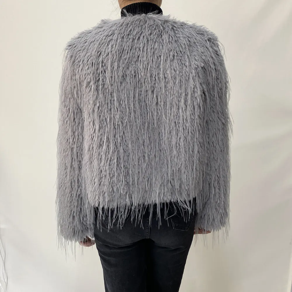 2023 New Springtime Fur Coat Women High Quality Fashion Faux Fur Coat Artificial Raccoon Braid Short Jacket