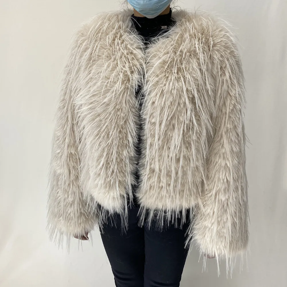 2023 New Springtime Fur Coat Women High Quality Fashion Faux Fur Coat Artificial Raccoon Braid Short Jacket