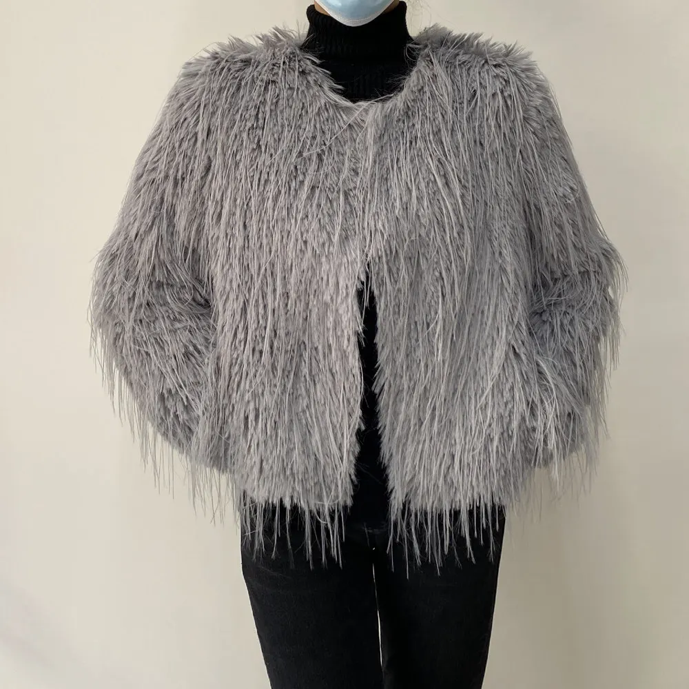 2023 New Springtime Fur Coat Women High Quality Fashion Faux Fur Coat Artificial Raccoon Braid Short Jacket