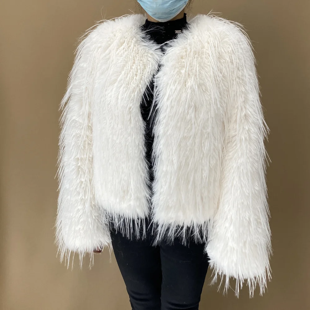 2023 New Springtime Fur Coat Women High Quality Fashion Faux Fur Coat Artificial Raccoon Braid Short Jacket