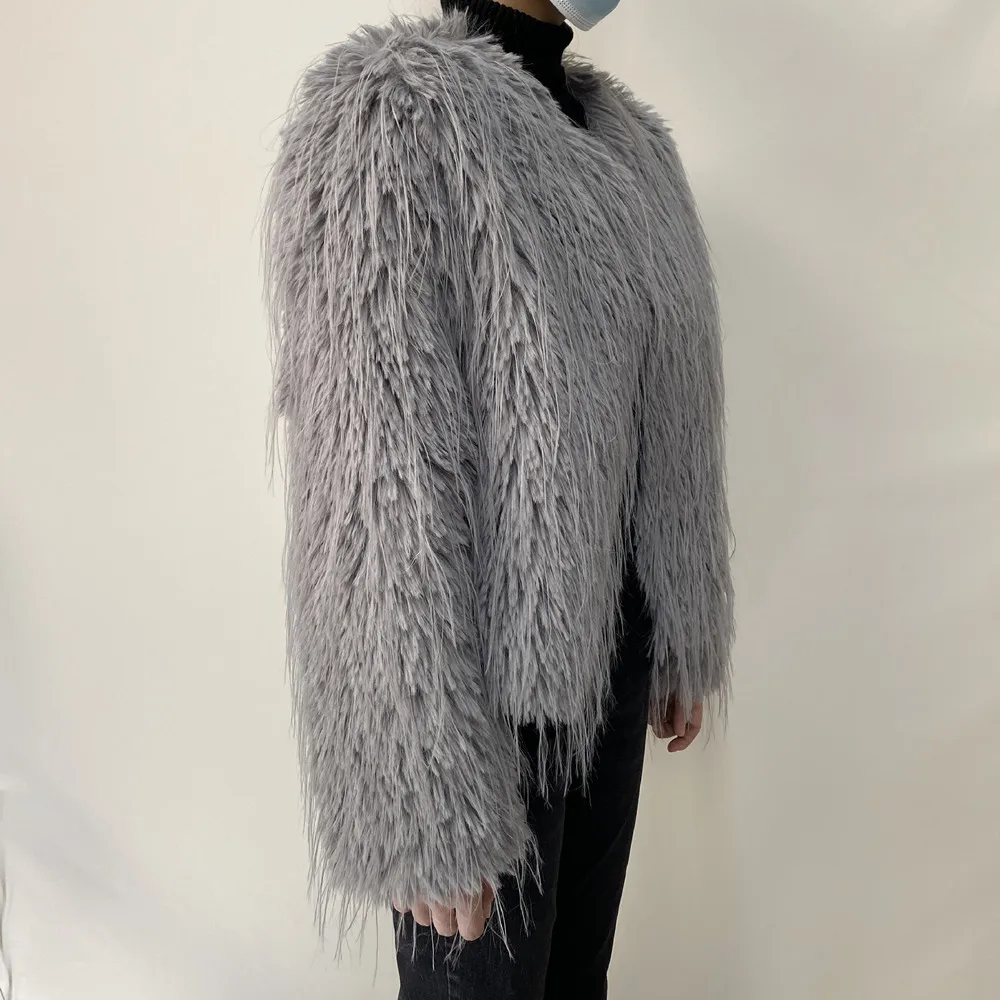 2023 New Springtime Fur Coat Women High Quality Fashion Faux Fur Coat Artificial Raccoon Braid Short Jacket