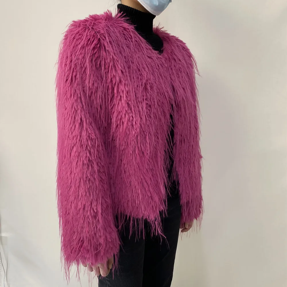 2023 New Springtime Fur Coat Women High Quality Fashion Faux Fur Coat Artificial Raccoon Braid Short Jacket