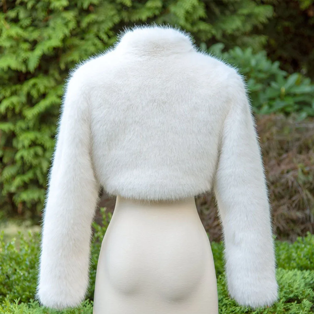 Women Faux Fur Women Coats Solid Jackets Round Collar Long Sleeve Open Stitch Loose Fit Thick Warm Fur Casual 2026 Autumn Winter