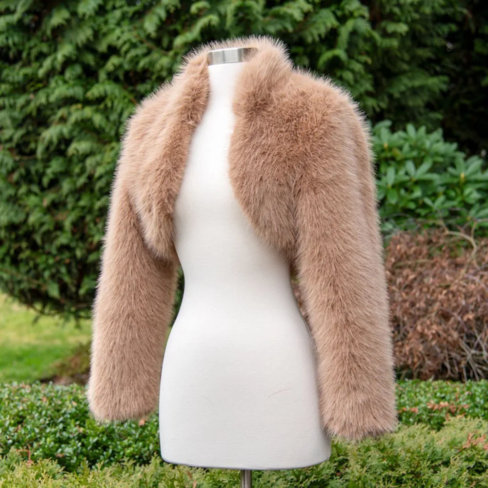 Women Faux Fur Women Coats Solid Jackets Round Collar Long Sleeve Open Stitch Loose Fit Thick Warm Fur Casual 2026 Autumn Winter