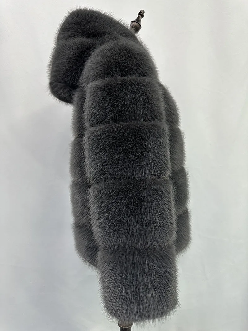Women Hooded Thick Jackets Fur Faux Solid Zipper Coat Long Sleeve Cardigan Spliced Hoodies Warm Streetwear Coats Winter