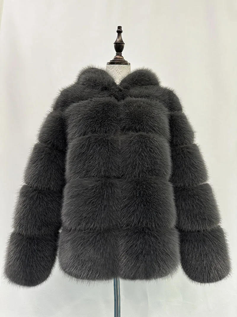 Women Hooded Thick Jackets Fur Faux Solid Zipper Coat Long Sleeve Cardigan Spliced Hoodies Warm Streetwear Coats Winter