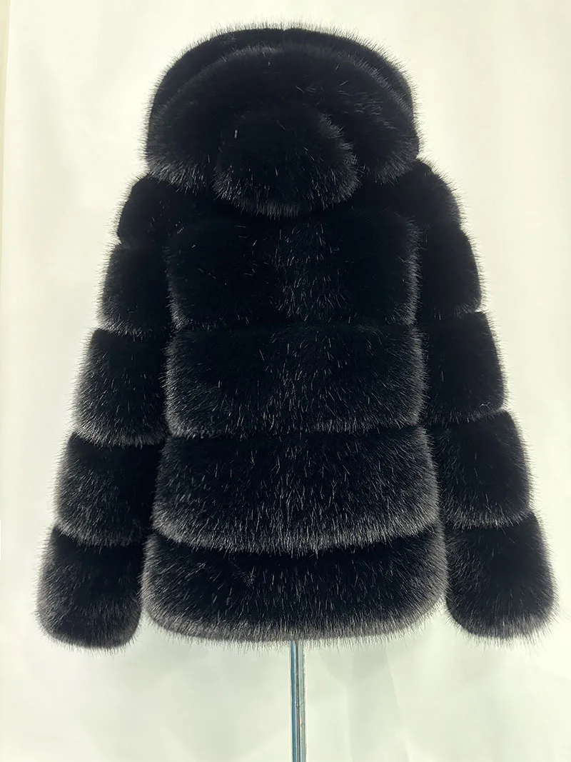 Women Hooded Thick Jackets Fur Faux Solid Zipper Coat Long Sleeve Cardigan Spliced Hoodies Warm Streetwear Coats Winter