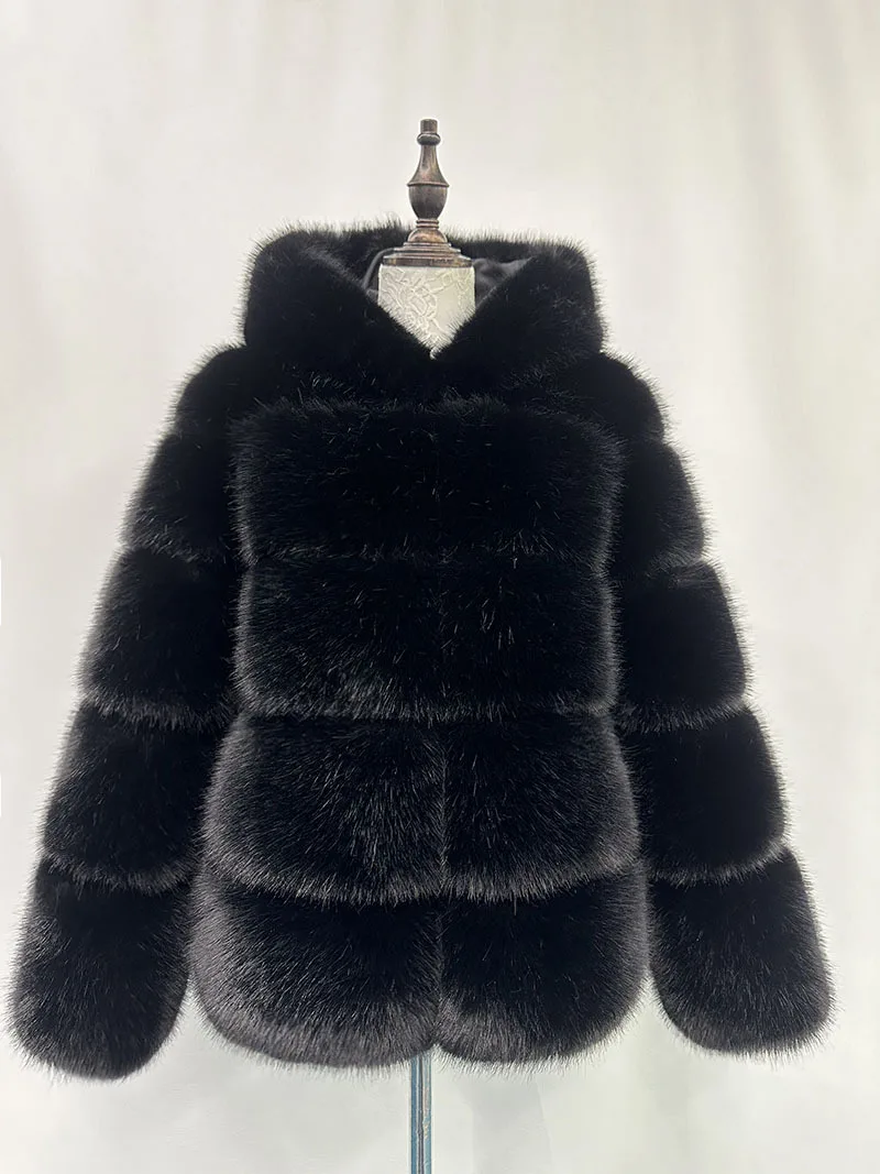 Women Hooded Thick Jackets Fur Faux Solid Zipper Coat Long Sleeve Cardigan Spliced Hoodies Warm Streetwear Coats Winter