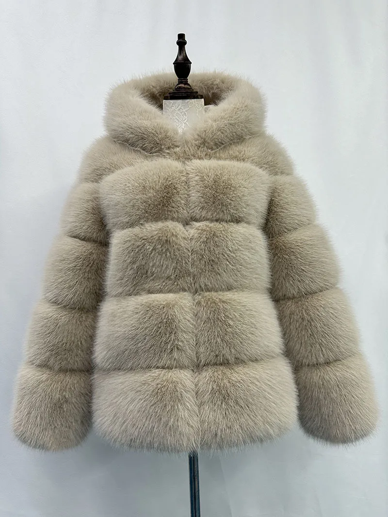 Women Hooded Thick Jackets Fur Faux Solid Zipper Coat Long Sleeve Cardigan Spliced Hoodies Warm Streetwear Coats Winter