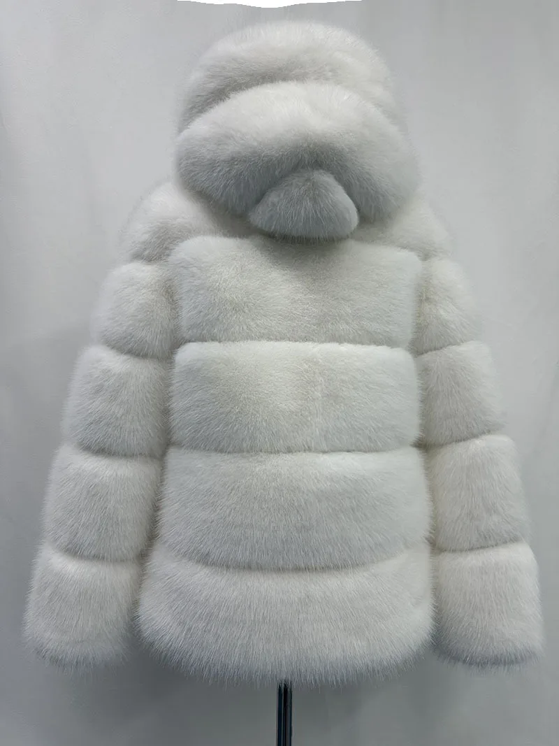 Women Hooded Thick Jackets Fur Faux Solid Zipper Coat Long Sleeve Cardigan Spliced Hoodies Warm Streetwear Coats Winter