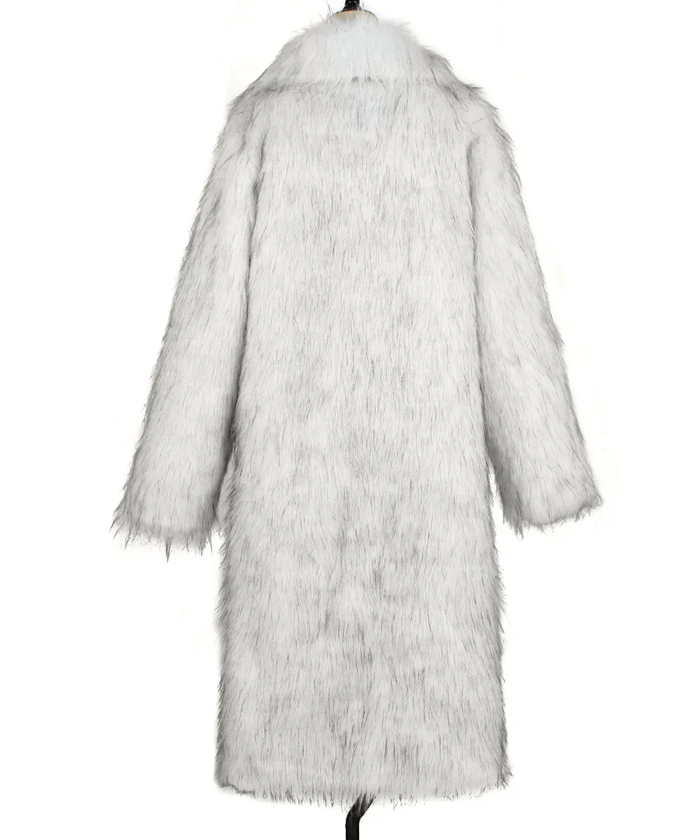 Women Faux Fox Fur Coat Long Fur Jacket Long Sleeve Turn Down Collar Open Stitch Thick Warm Fur Loose Casual 2025 Autumn Winter