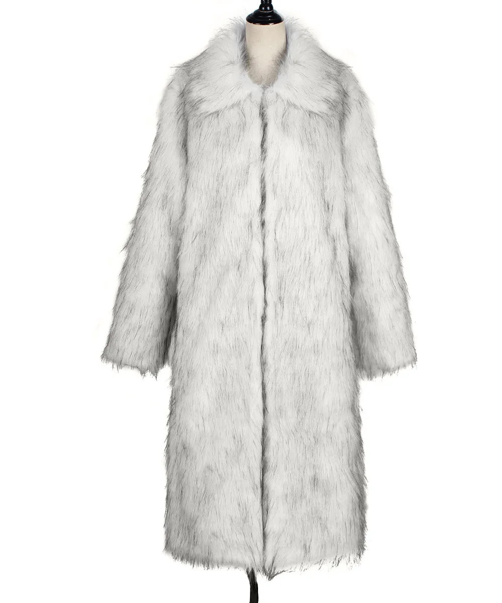 Women Faux Fox Fur Coat Long Fur Jacket Long Sleeve Turn Down Collar Open Stitch Thick Warm Fur Loose Casual 2025 Autumn Winter