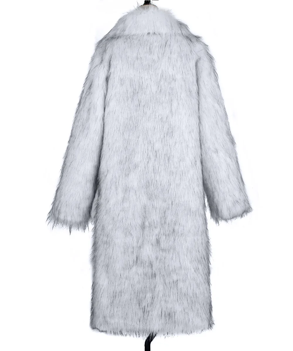Women Faux Fox Fur Coat Long Fur Jacket Long Sleeve Turn Down Collar Open Stitch Thick Warm Fur Loose Casual 2025 Autumn Winter