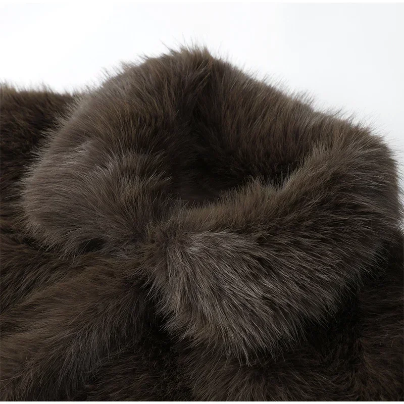 Women's Faux Fur Short Jacket Elegant Fashion Stand Collar Single Breasted Loose Coats 2025 Lady New Daily High Street Jackets