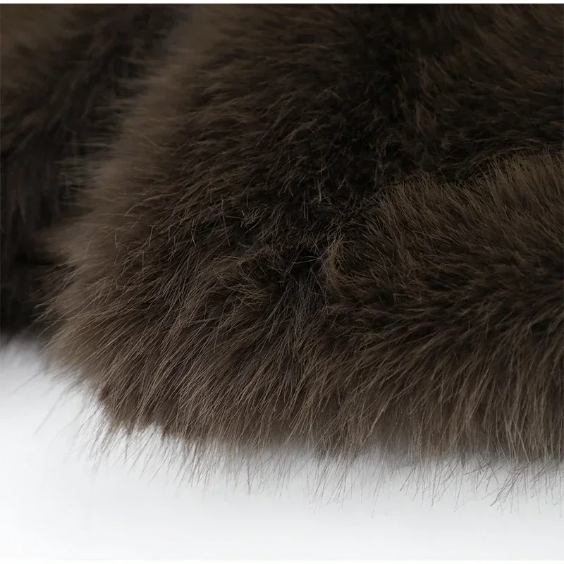 Women's Faux Fur Short Jacket Elegant Fashion Stand Collar Single Breasted Loose Coats 2025 Lady New Daily High Street Jackets