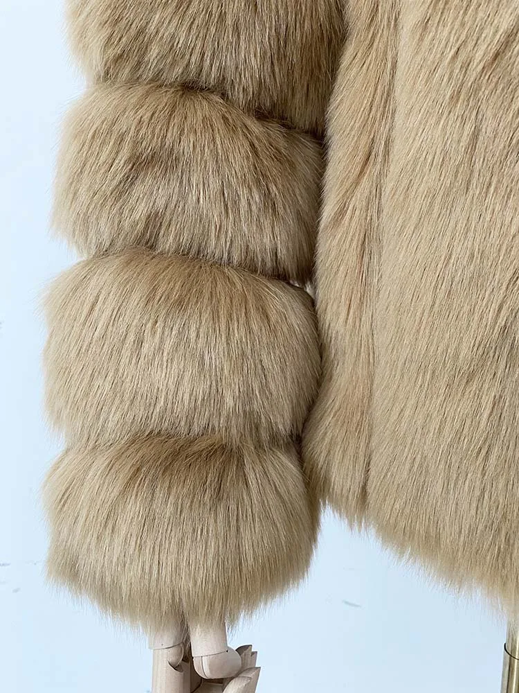 ZADORIN Fashion Winter Jacket Women Faux Fur Coat Luxury Thick Warm Stand Collar Striped Fur Jackets for Women Faux Fur Coats