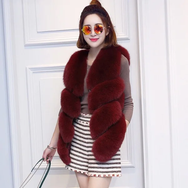 ZADORIN New Luxury Faux Fox Fur Vest Women Furry Short Faux Fur Vests Fur Gilet Fourrure Autumn Winter Faux Fur Coats Overcoat