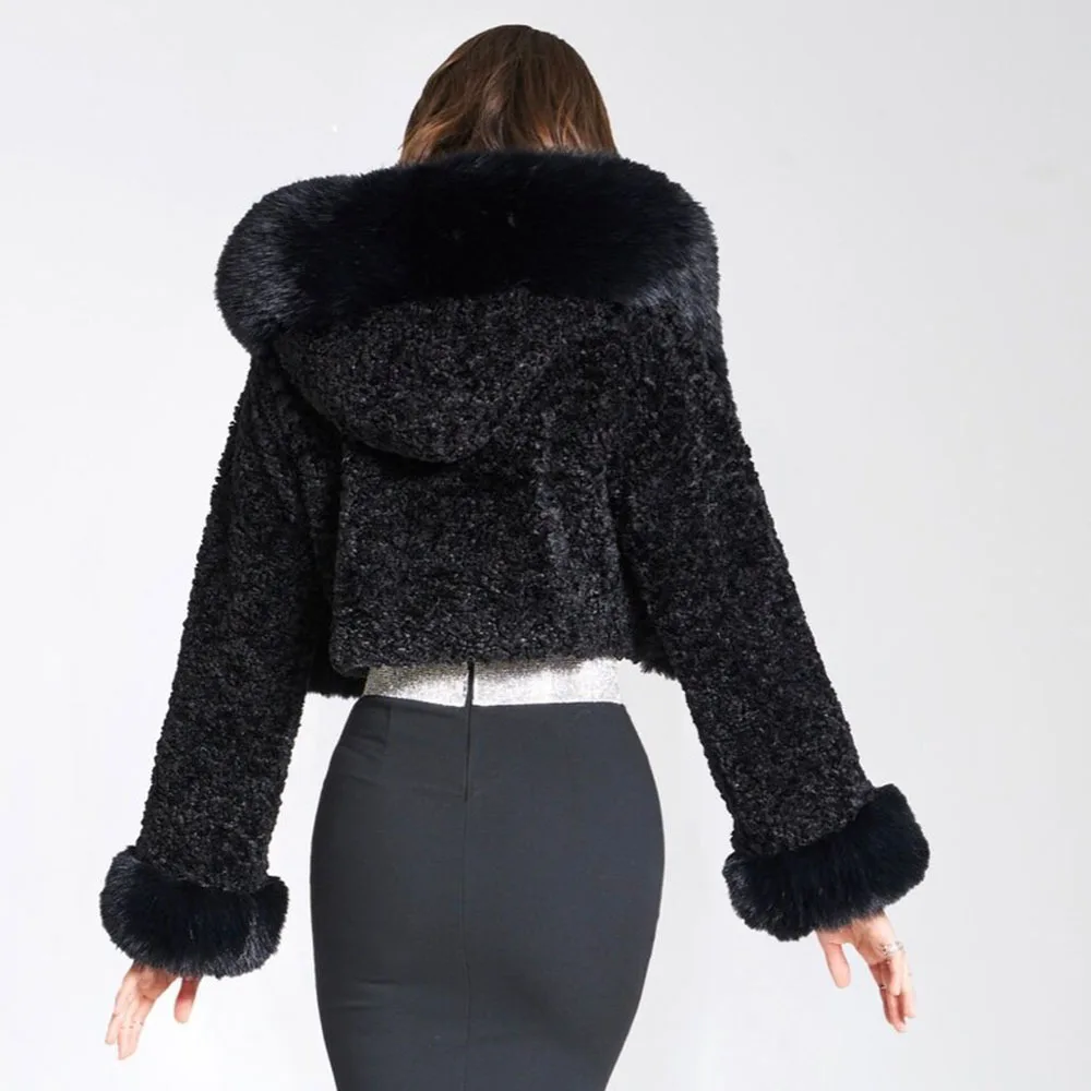 ZADORIN High Quality Faux Fur Coats Hooded Cropped White Black Faux Fur Coat Woman Clothing Fluffy Fur Jacket Winter Outerwears