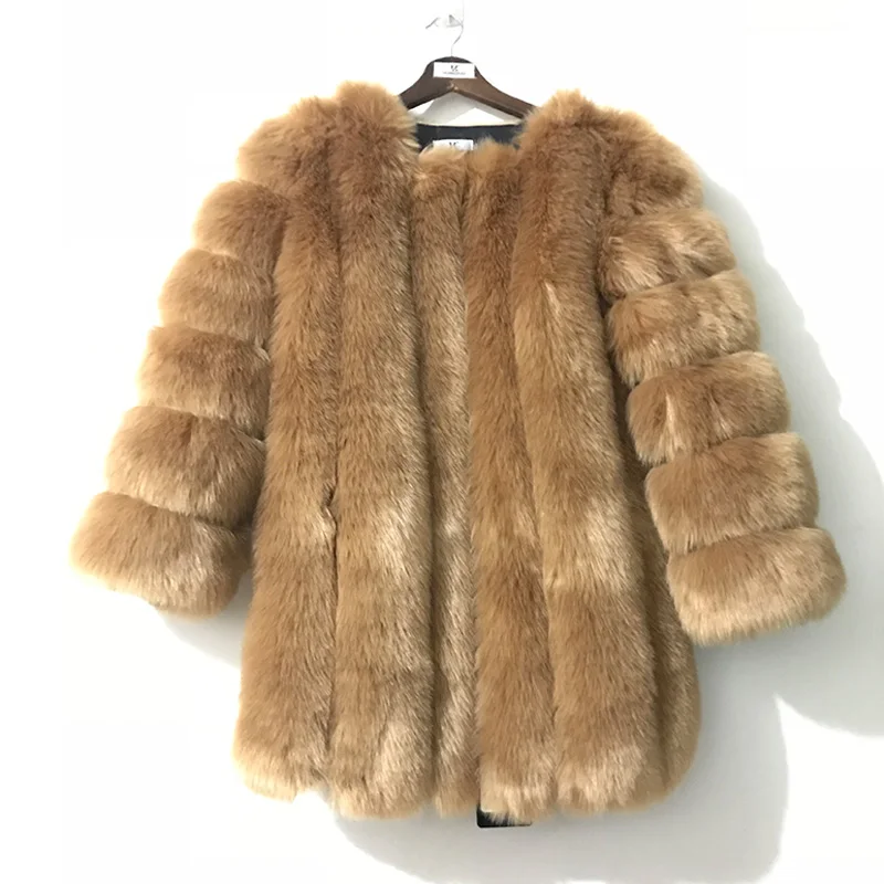 HJQJLJLS 2022 Winter New Fashion Women Long Faux Fur Coat Female Fuzzy Fur Coat Winter Thick Warm Fluffy Artificial Fur Jacket