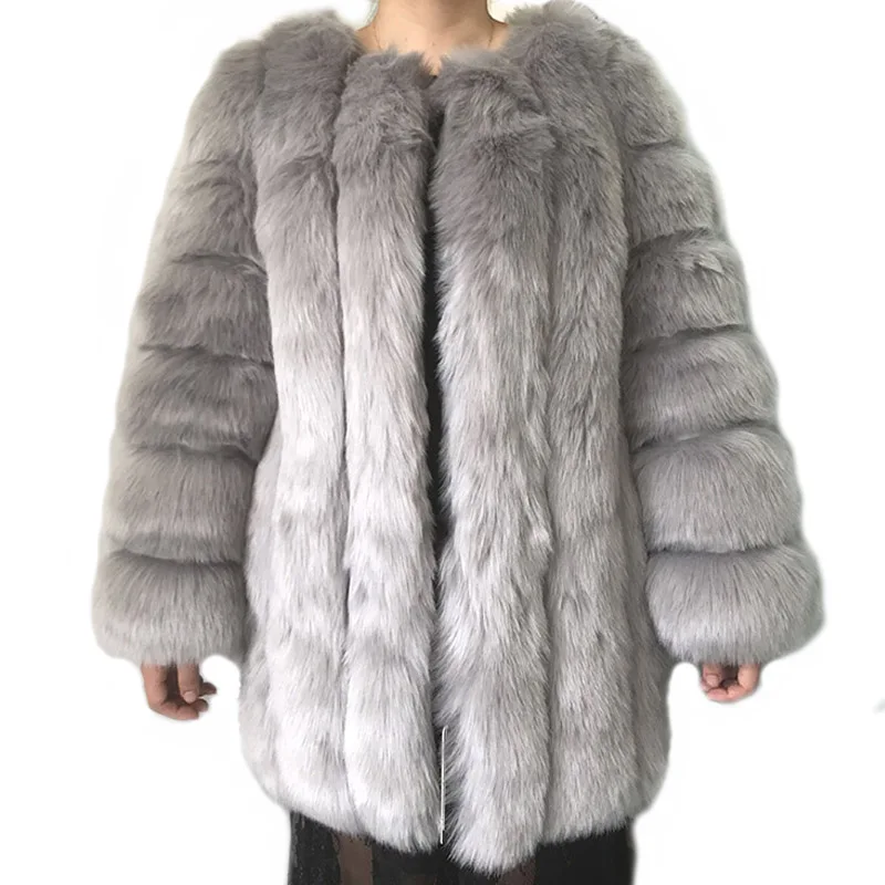 HJQJLJLS 2022 Winter New Fashion Women Long Faux Fur Coat Female Fuzzy Fur Coat Winter Thick Warm Fluffy Artificial Fur Jacket