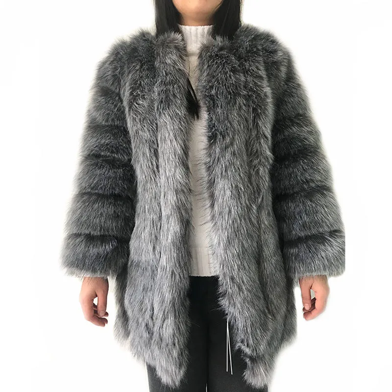 HJQJLJLS 2022 Winter New Fashion Women Long Faux Fur Coat Female Fuzzy Fur Coat Winter Thick Warm Fluffy Artificial Fur Jacket