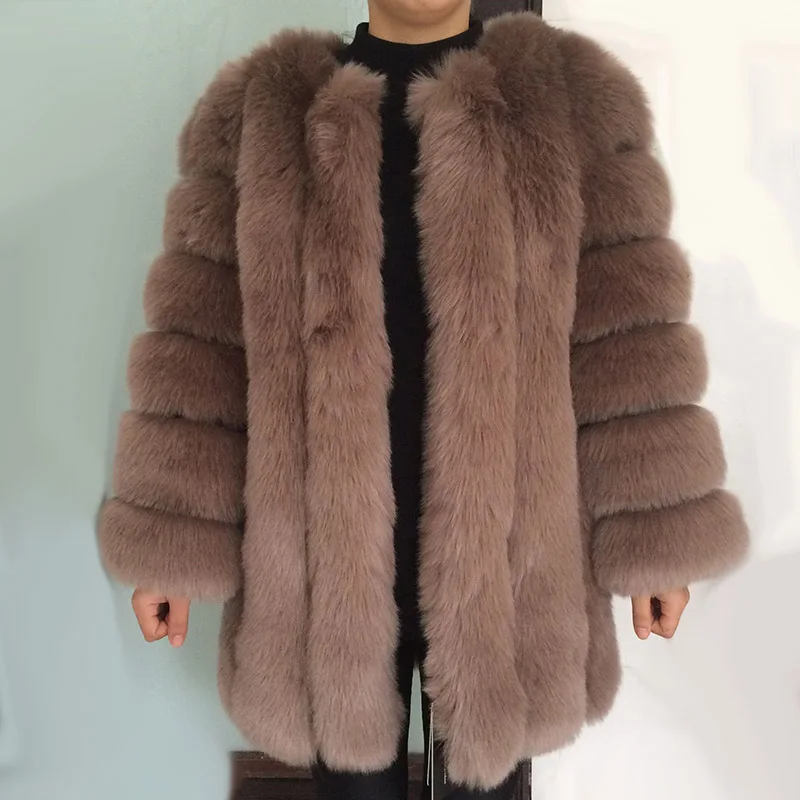 HJQJLJLS 2022 Winter New Fashion Women Long Faux Fur Coat Female Fuzzy Fur Coat Winter Thick Warm Fluffy Artificial Fur Jacket