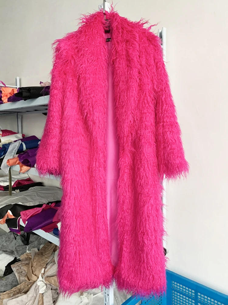 ZADORIN Fashion Super Long Faux Sheep Fur Coat Woman Solid Lapel Thick Fluffy Faux Fur Jackets Woman Winter Clothes Outerwears