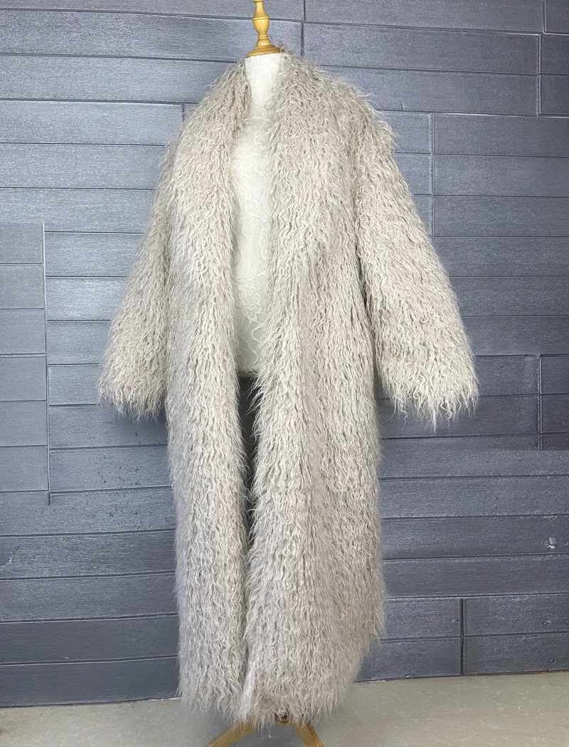 ZADORIN Fashion Super Long Faux Sheep Fur Coat Woman Solid Lapel Thick Fluffy Faux Fur Jackets Woman Winter Clothes Outerwears