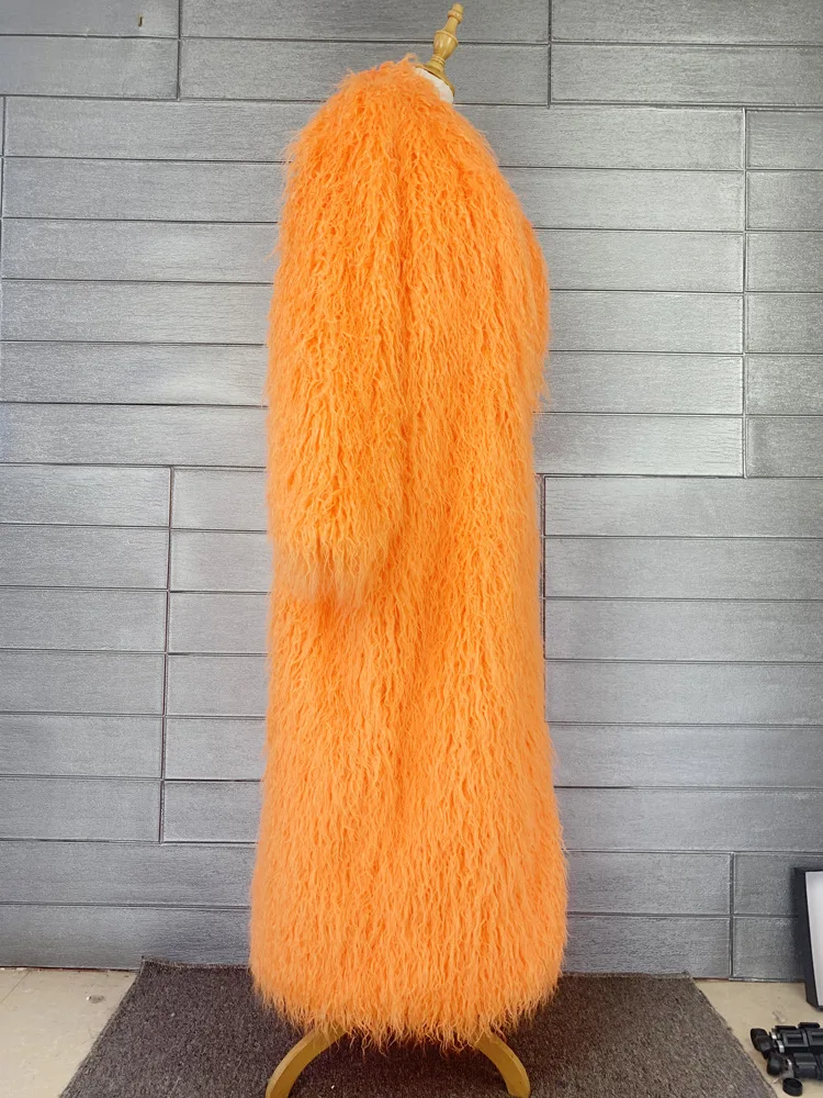 ZADORIN Fashion Super Long Faux Sheep Fur Coat Woman Solid Lapel Thick Fluffy Faux Fur Jackets Woman Winter Clothes Outerwears
