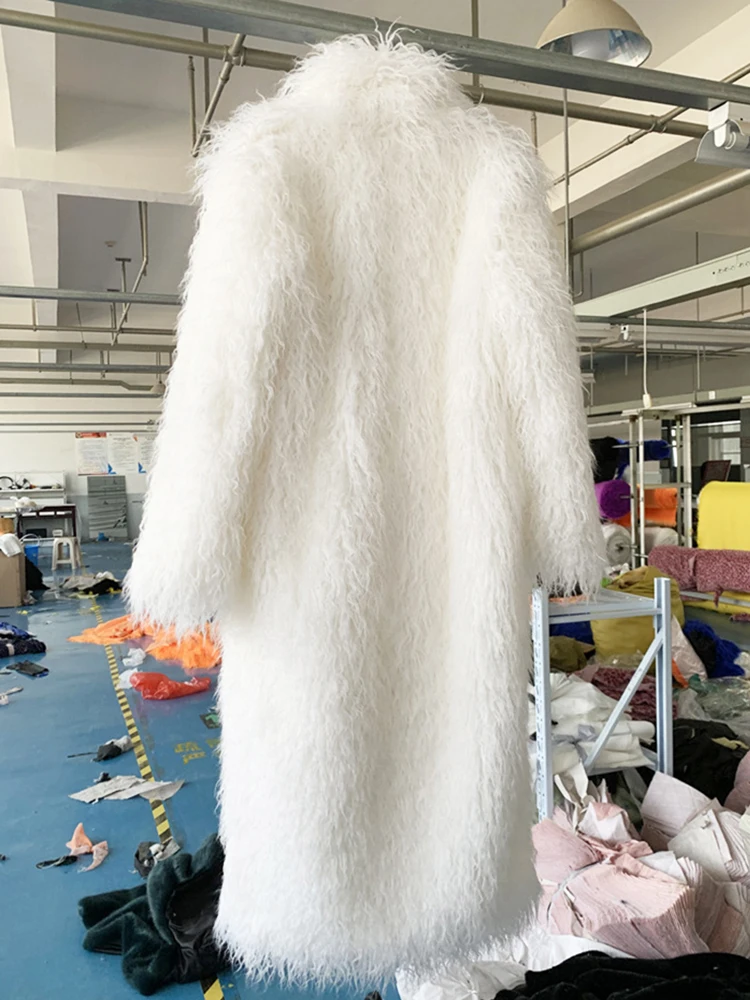ZADORIN Fashion Super Long Faux Sheep Fur Coat Woman Solid Lapel Thick Fluffy Faux Fur Jackets Woman Winter Clothes Outerwears