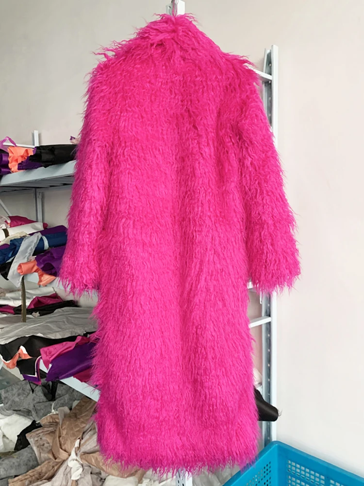 ZADORIN Fashion Super Long Faux Sheep Fur Coat Woman Solid Lapel Thick Fluffy Faux Fur Jackets Woman Winter Clothes Outerwears