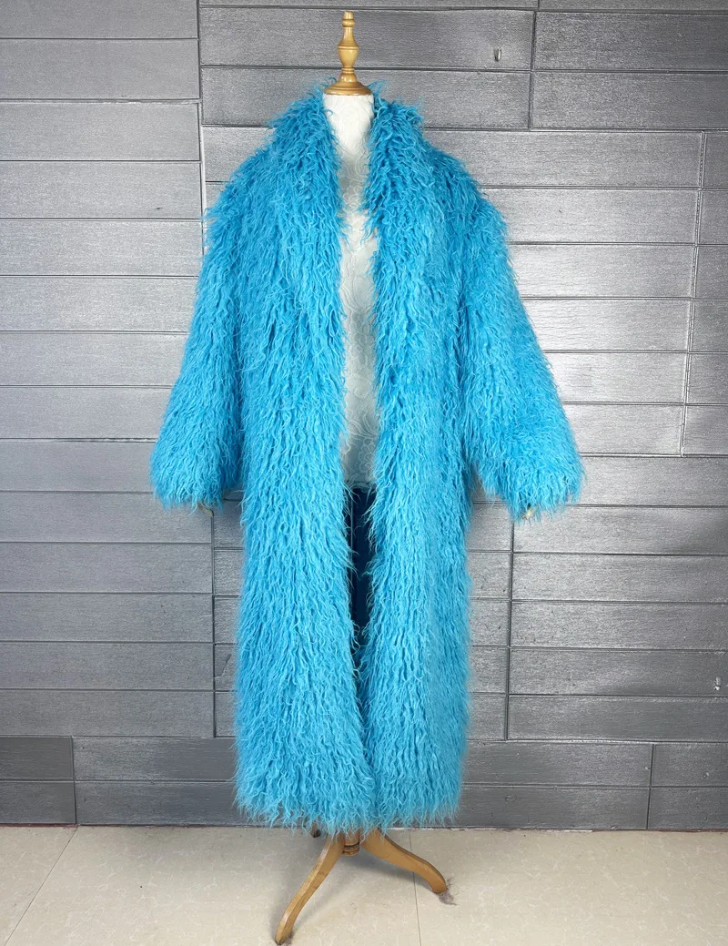 ZADORIN Fashion Super Long Faux Sheep Fur Coat Woman Solid Lapel Thick Fluffy Faux Fur Jackets Woman Winter Clothes Outerwears