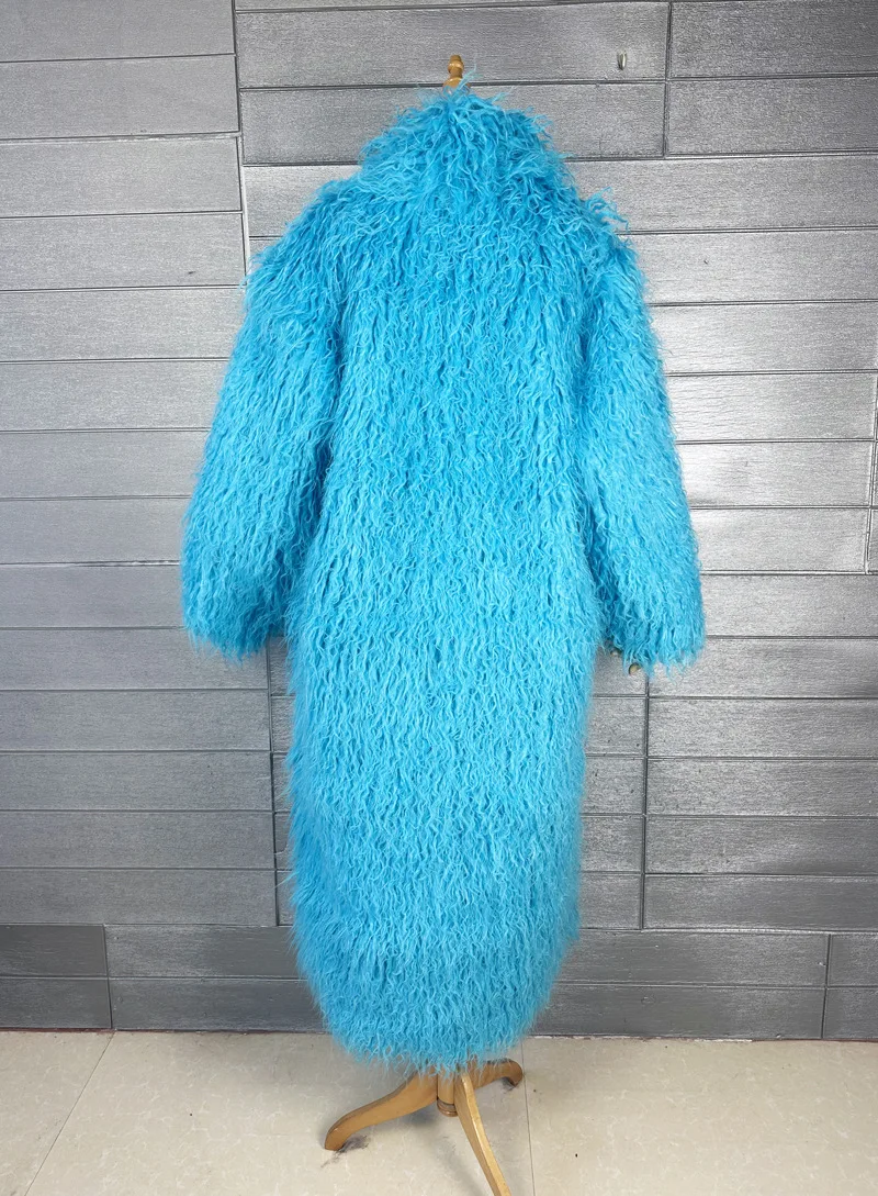ZADORIN Fashion Super Long Faux Sheep Fur Coat Woman Solid Lapel Thick Fluffy Faux Fur Jackets Woman Winter Clothes Outerwears