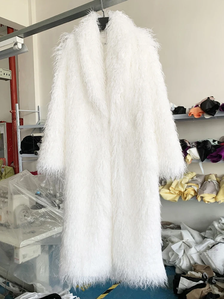 ZADORIN Fashion Super Long Faux Sheep Fur Coat Woman Solid Lapel Thick Fluffy Faux Fur Jackets Woman Winter Clothes Outerwears