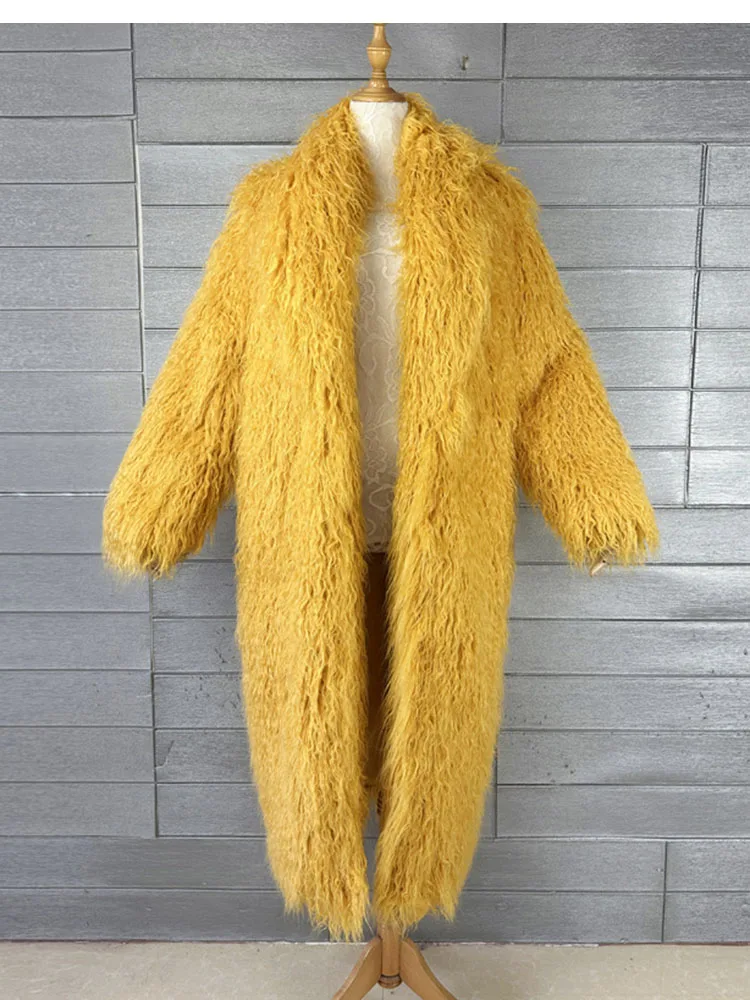 ZADORIN Fashion Super Long Faux Sheep Fur Coat Woman Solid Lapel Thick Fluffy Faux Fur Jackets Woman Winter Clothes Outerwears