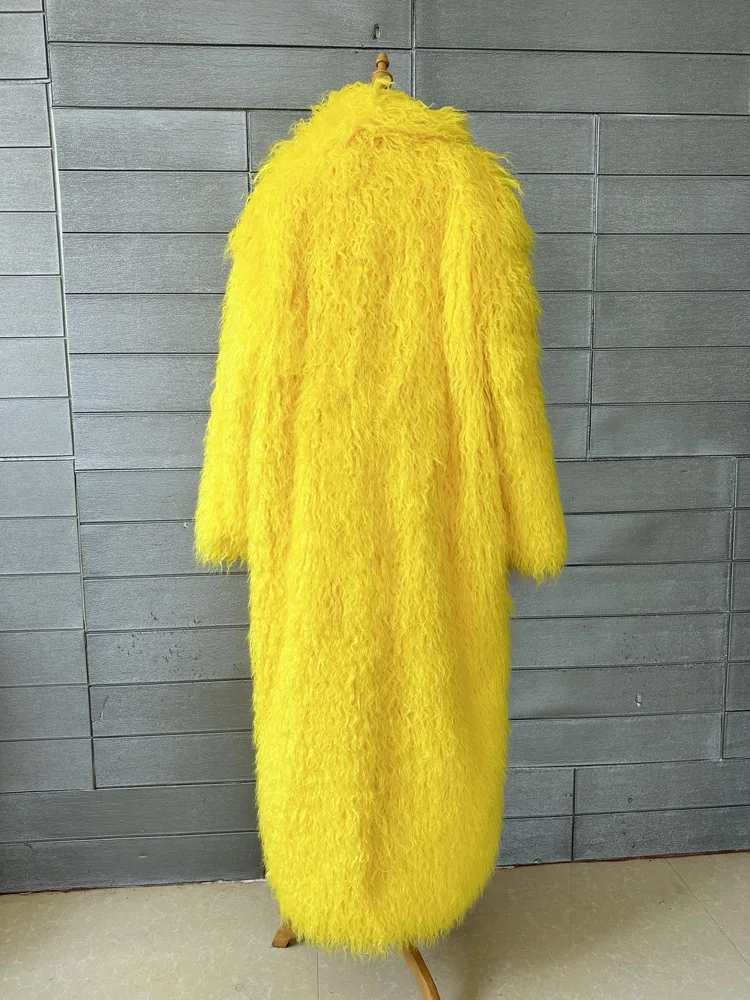 ZADORIN Fashion Super Long Faux Sheep Fur Coat Woman Solid Lapel Thick Fluffy Faux Fur Jackets Woman Winter Clothes Outerwears