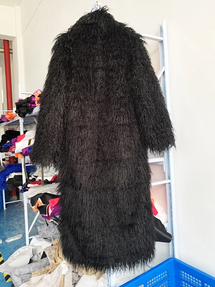 ZADORIN Fashion Super Long Faux Sheep Fur Coat Woman Solid Lapel Thick Fluffy Faux Fur Jackets Woman Winter Clothes Outerwears