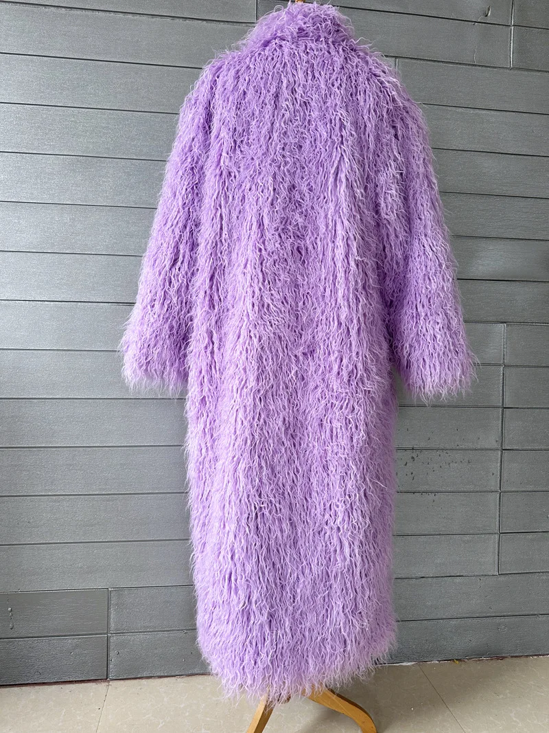 ZADORIN Fashion Super Long Faux Sheep Fur Coat Woman Solid Lapel Thick Fluffy Faux Fur Jackets Woman Winter Clothes Outerwears
