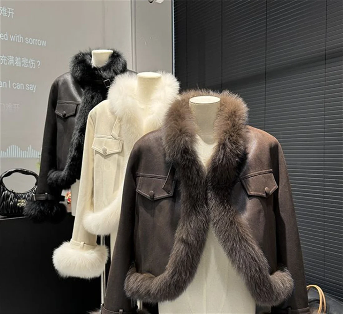 Melad Composite Fur Coat for Women, Autumn/Winter 2025 New Collection, Suede Short, Environmentally Friendly Fox Fur Grass Top